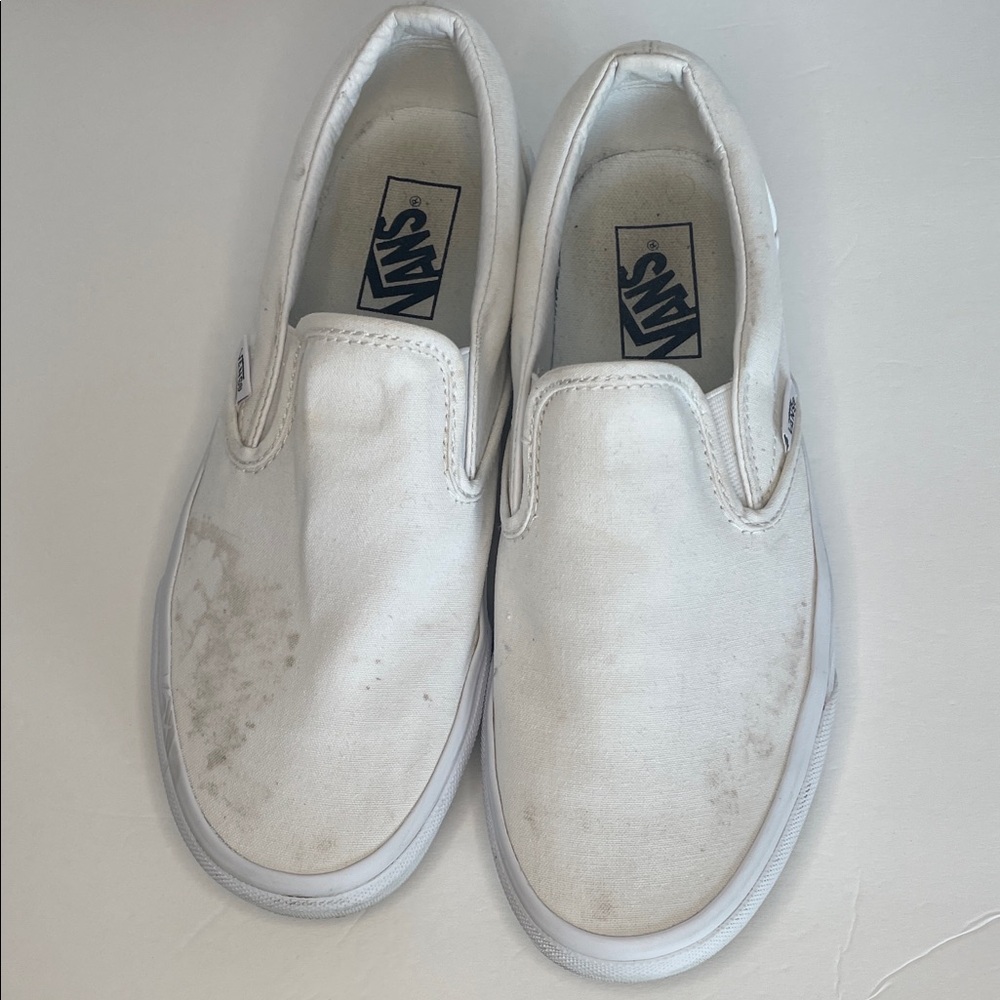 Vans Women’s  Classic White Slip-On  Canvas Sneakers size 9.5